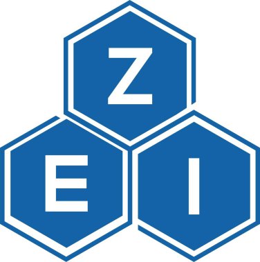 Beyaz arka planda ZEI harf logosu tasarımı. Zel yaratıcı harflerin baş harfleri logo konsepti. ZEI harf tasarımı.