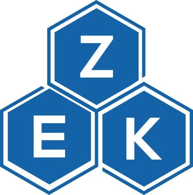Beyaz arkaplanda ZEK harf logosu tasarımı. ZEK yaratıcı harflerin baş harfleri logo kavramı. ZEK harf tasarımı.