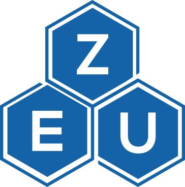 Beyaz arka planda ZEU harfi logo tasarımı. ZEU yaratıcı harflerin baş harfleri logo kavramı. ZEU mektup tasarımı.