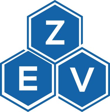 Beyaz arkaplanda ZEV harf logosu tasarımı. ZEV yaratıcı harflerin baş harfleri logo kavramı. ZEV harf tasarımı.