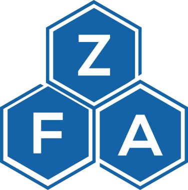 Beyaz arka planda ZFA harf logosu tasarımı. ZFA yaratıcı harflerin baş harfleri logo kavramı. ZFA harf tasarımı.
