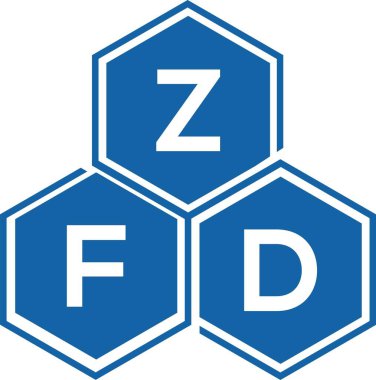 Beyaz arka planda ZFD harf logosu tasarımı. ZFD yaratıcı harflerin baş harfleri logo kavramı. ZFD harf tasarımı.
