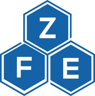 Beyaz arka planda ZFE harfi logo tasarımı. ZFE yaratıcı harfler logosu konsepti. ZFE harf tasarımı.