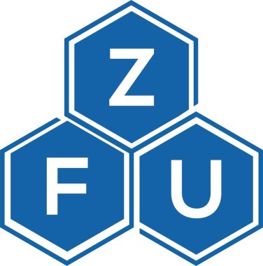 Beyaz arka planda ZFU harf logosu tasarımı. ZFU yaratıcı harflerin baş harfleri logo kavramı. ZFU harf tasarımı.