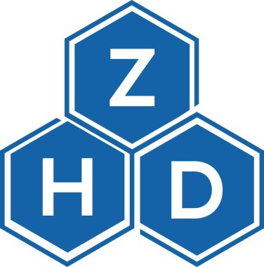 Beyaz arkaplanda ZHD harf logosu tasarımı. ZHD yaratıcı harflerin baş harfleri logo kavramı. ZHD harf tasarımı.