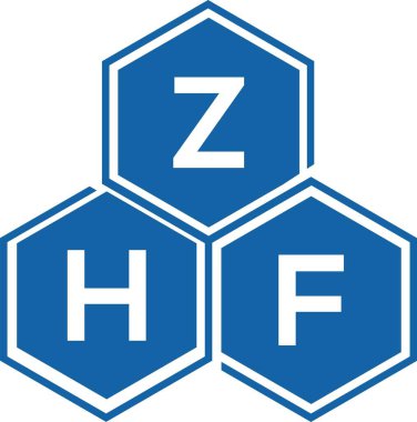 Beyaz arkaplanda ZHF harf logosu tasarımı. ZHF yaratıcı harf logosu konsepti. ZHF harf tasarımı.