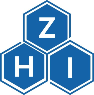 Beyaz arka planda ZHI harf logosu tasarımı. ZHI yaratıcı harflerin baş harfleri logo kavramı. ZHI harf tasarımı.