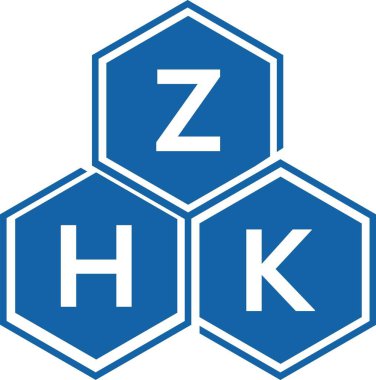 Beyaz arkaplanda ZHK harf logosu tasarımı. ZHK yaratıcı harflerin baş harfleri logo kavramı. ZHK harf tasarımı.