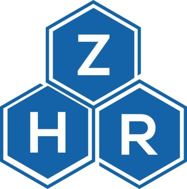 Beyaz arka planda ZHR harf logosu tasarımı. ZHR yaratıcı harflerin baş harfleri logo kavramı. ZHR harf tasarımı.