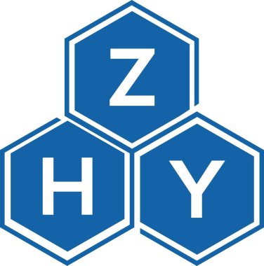 Beyaz arkaplanda ZHY harf logosu tasarımı. ZHY yaratıcı harflerin baş harfleri logo kavramı. ZHY harf tasarımı.