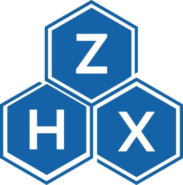 Beyaz arkaplanda ZHX harf logosu tasarımı. ZHX yaratıcı harflerin baş harfleri logo kavramı. ZHX harf tasarımı.
