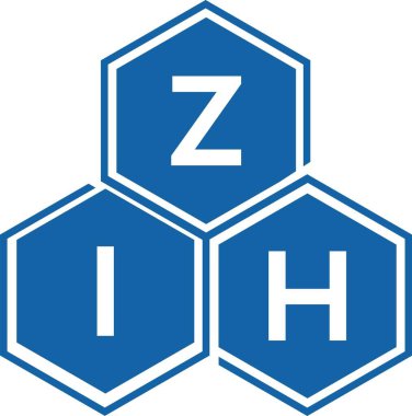 Beyaz arka planda ZIH harf logosu tasarımı. ZIH yaratıcı harflerin baş harfleri logo kavramı. ZIH harf tasarımı.