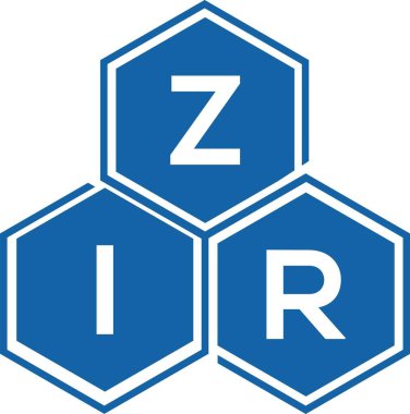 Beyaz arka planda ZIR harf logosu tasarımı. ZIR yaratıcı harf logosu konsepti. ZIR harf tasarımı.