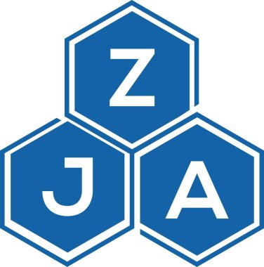 Beyaz arka planda ZJA harf logosu tasarımı. ZJA yaratıcı harflerin baş harfleri logo kavramı. ZJA harf tasarımı.