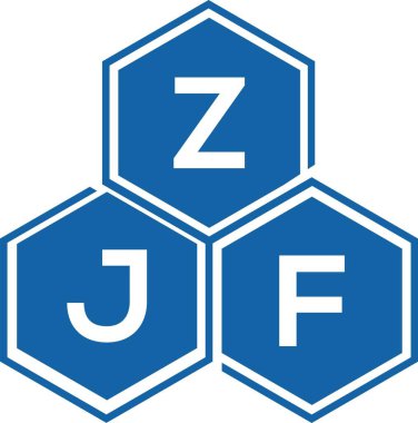 Beyaz arka planda ZJF harf logosu tasarımı. ZJF yaratıcı harf logosu konsepti. ZJF harf tasarımı.