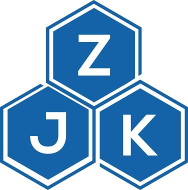 Beyaz arkaplanda ZJK harf logosu tasarımı. ZJK yaratıcı harflerin baş harfleri logo kavramı. ZJK harf tasarımı.