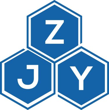 Beyaz arkaplanda ZJY harf logosu tasarımı. ZJY yaratıcı harflerin baş harfleri logo kavramı. ZJY harf tasarımı.