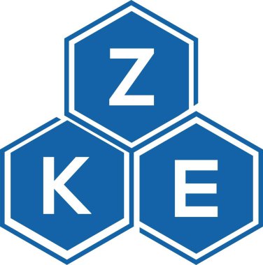Beyaz arkaplanda ZKE harf logosu tasarımı. ZKE yaratıcı harflerin baş harfleri logo kavramı. ZKE harf tasarımı.
