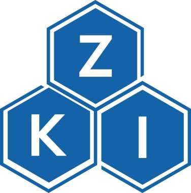 Beyaz arka planda ZKI harf logosu tasarımı. ZKI yaratıcı harflerin baş harfleri logo kavramı. ZKI harf tasarımı.