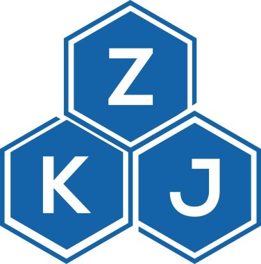 Beyaz arkaplanda ZKJ harf logosu tasarımı. ZKJ yaratıcı harflerin baş harfleri logo kavramı. ZKJ harf tasarımı.