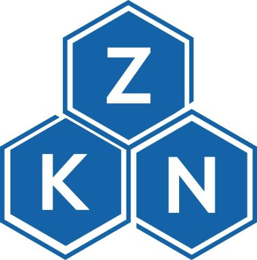 Beyaz arkaplanda ZKN harf logosu tasarımı. ZKN yaratıcı harflerin baş harfleri logo kavramı. ZKN harf tasarımı.