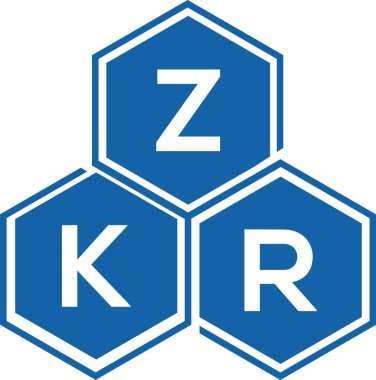 Beyaz arkaplanda ZKR harf logosu tasarımı. ZKR yaratıcı harflerin baş harfleri logo kavramı. ZKR harf tasarımı.