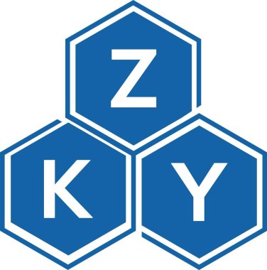 Beyaz arkaplanda ZKY harf logosu tasarımı. ZKY yaratıcı harflerin baş harfleri logo kavramı. ZKY harf tasarımı.