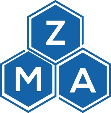 Beyaz arka planda ZMA harfi logo tasarımı. ZMA yaratıcı harflerin baş harfleri logo kavramı. ZMA harf tasarımı.