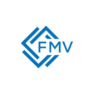 Beyaz arkaplanda FMV harf logosu tasarımı. FMV yaratıcı daire harfi logosu konsepti. FMV harf tasarımı.