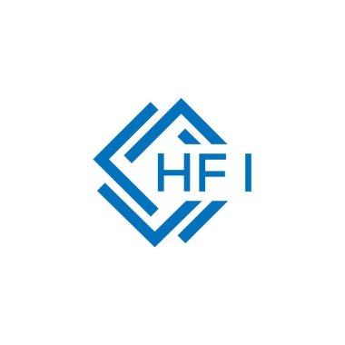 Beyaz arka planda HFI harf logosu tasarımı. HFI yaratıcı daire harfi logosu konsepti. HFI harf tasarımı.