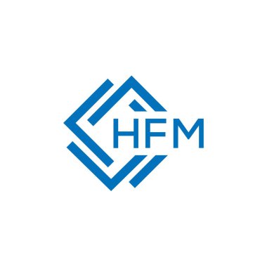 Beyaz arka planda HFM harf logosu tasarımı. HFM yaratıcı daire harfi logosu konsepti. HFM harf tasarımı.