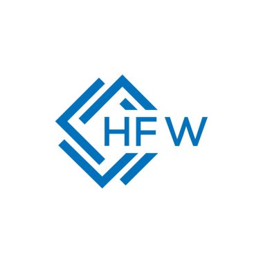 Beyaz arka planda HFW harf logosu tasarımı. HFW yaratıcı daire harfi logosu konsepti. HFW harf tasarımı.
