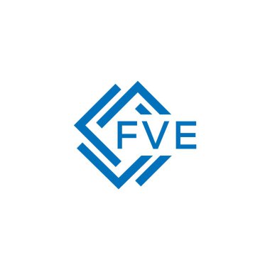 Beyaz arka planda beş harfli logo tasarımı. Beş yaratıcı daire harfi logosu. FVE harf tasarımı.
