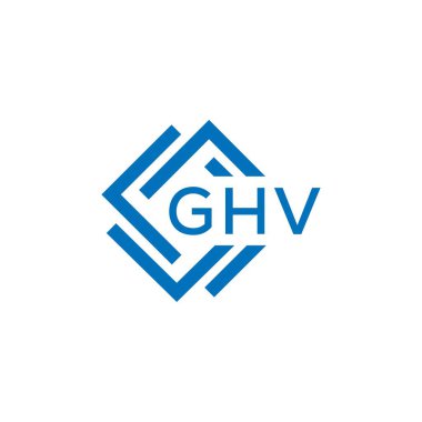 Beyaz arka planda GHV harf logosu tasarımı. GHV yaratıcı daire harfi logosu. GHV harf tasarımı.