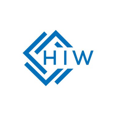 Beyaz arka planda HIW harf logosu tasarımı. HIW yaratıcı daire harfi logosu. HIW harf tasarımı.