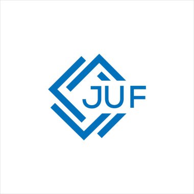 Beyaz arka planda JUF harf logosu tasarımı. JUF yaratıcı daire harfi logosu konsepti. JUF harf tasarımı.
