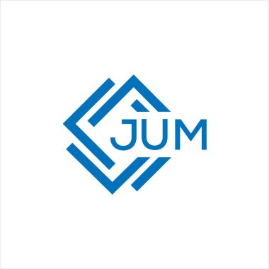 Beyaz arka planda JUM harf logosu tasarımı. JUM yaratıcı daire harfi logosu konsepti. JUM harf tasarımı.