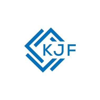 Beyaz arkaplanda KJF harf logosu tasarımı. KJF yaratıcı daire harfi logosu konsepti. KJF harf tasarımı.