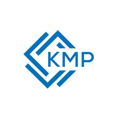 Beyaz arkaplanda KMP harfi logo tasarımı. KMP yaratıcı daire harfi logosu konsepti. KMP harf tasarımı.