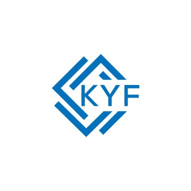 Beyaz arkaplanda KYF harf logosu tasarımı. KYF yaratıcı daire harfi logosu konsepti. KYF harf tasarımı.