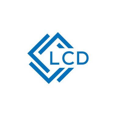 Beyaz arkaplanda LCD harfli logo tasarımı. LCD yaratıcı daire harfi logosu. LCD harf tasarımı.