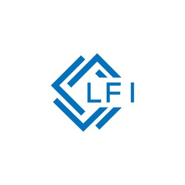 Beyaz arka planda LFI harf logosu tasarımı. LFI yaratıcı daire harfi logosu konsepti. LFI harf tasarımı.