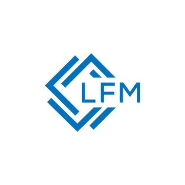 Beyaz arka planda LFM harf logosu tasarımı. LFM yaratıcı daire harfi logosu konsepti. LFM harf tasarımı.