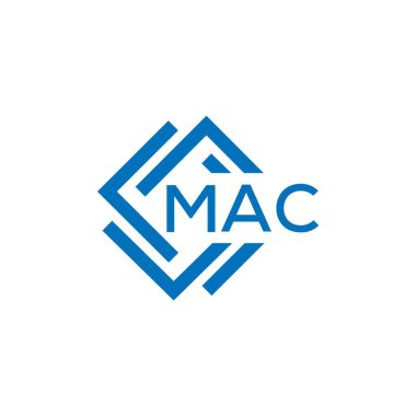 Beyaz arkaplanda MAC harf logosu tasarımı. MAC yaratıcı daire harfi logosu. MAC harf tasarımı.