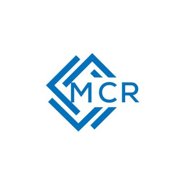 Beyaz arka planda MCR harf logosu tasarımı. MCR yaratıcı daire harfi logosu konsepti. MCR harf tasarımı.