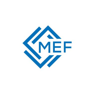 Beyaz arkaplanda MEF harf logosu tasarımı. MEF yaratıcı daire harfi logosu. MEF harf tasarımı.