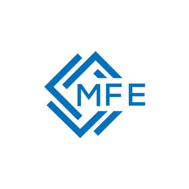 Beyaz arkaplanda MFE harfi logo tasarımı. MFE yaratıcı daire harf logosu konsepti. MFE harf tasarımı.