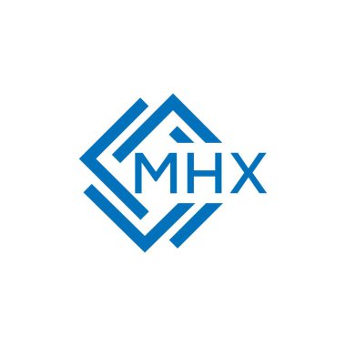 Beyaz arka planda MHX harfli logo tasarımı. MHX yaratıcı daire harfi logosu konsepti. MHX harf tasarımı.