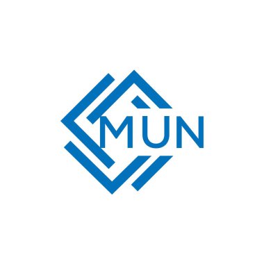 Beyaz arka planda MUN harfi logo tasarımı. MUN yaratıcı daire harfi logosu. MUN harf tasarımı.