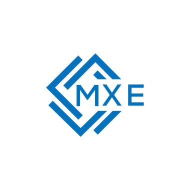 Beyaz arka planda MXE harf logosu tasarımı. MXE yaratıcı daire harfi logosu konsepti. MXE harf tasarımı.